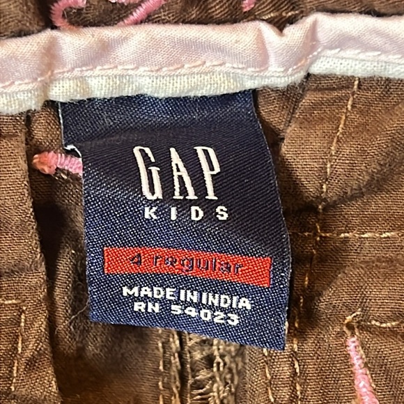 Vintage 2003 GAP Kids Girls Cargo Pants Size 4R Brown Embroidered Y2K - Picture 3 of 8
